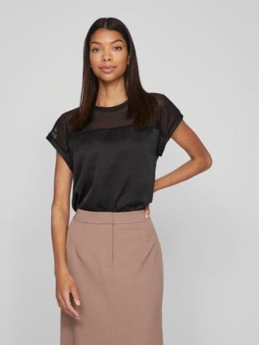 Vila Shirt met korte mouwen VIELLETTE O-NECK S/S MESH TOP - NOOS