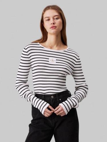 NU 20% KORTING: Calvin Klein Trui met ronde hals WOVEN LABEL TIGHT SWE...