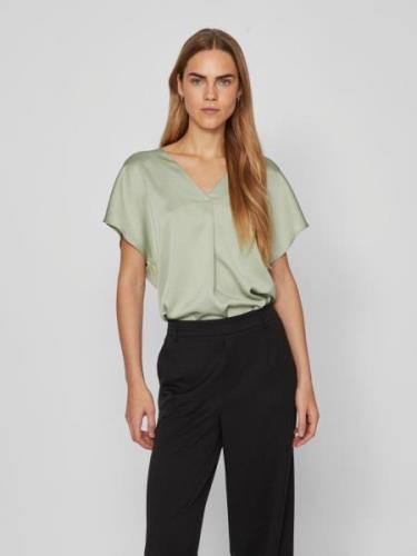 Vila Shirt met V-hals VIELLETTE V-NECK S/S SATIN TOP - NOOS