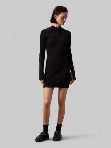 Calvin Klein Sweatjurk VARIEGTAED RIB HALF ZIP LS DRESS