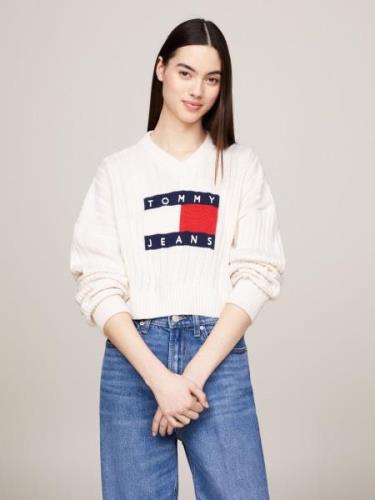 TOMMY JEANS Gebreide trui TJW VNCK CENTER FLAG SWEATER EXT