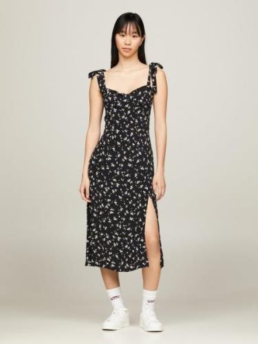 NU 20% KORTING: TOMMY JEANS Blousejurk TJW MIDI FLORAL RUFFLE DRESS