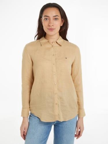 Tommy Hilfiger Overhemdblouse LINEN RELAXED SHIRT LS met logoborduurse...