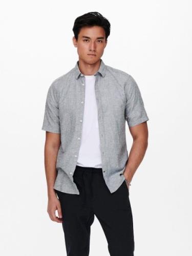 ONLY & SONS Overhemd met korte mouwen ONSCAIDEN SS SOLID LINEN SHIRT N...