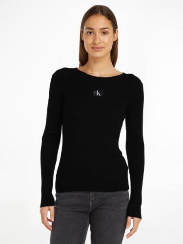 Calvin Klein Trui met ronde hals WOVEN LABEL TIGHT SWEATER