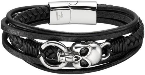 Bruno Banani Leren armband Sieraad cadeau armband doodshoofd, B4091B/2...