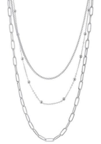 Firetti Edelstalen ketting Sieraad Geschenk, Trio laagjes ketting