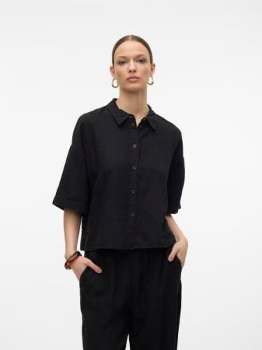 Vero Moda Overhemdblouse VMLINN LINEN 2/4 SHORT SHIRT WVN NOOS