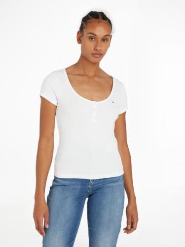 TOMMY JEANS Shirt met ronde hals TJW SLIM HENLEY TOP SS