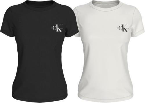 NU 20% KORTING: Calvin Klein Shirt met ronde hals 2-PACK MONOLOGO SLIM...