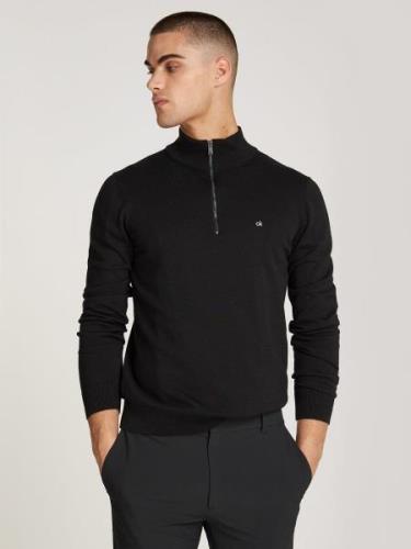 Calvin Klein Trui met staande kraag COTTON SILK BLEND QUARTER ZIP