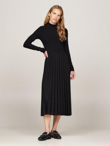 Tommy Hilfiger Blousejurk RIB MIX F&F PLEATED DRESS LS