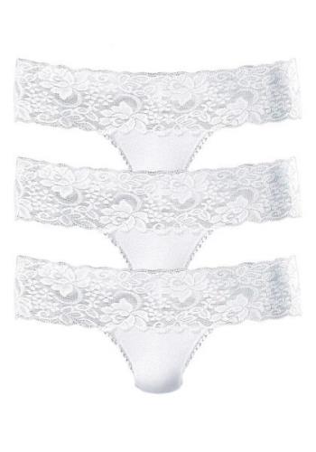 Vivance String van elastische katoen met florale kant (set, 3 stuks)