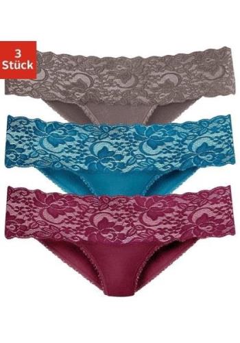 Vivance Brazilian slip van elastische katoen met florale kant (set, 3 ...