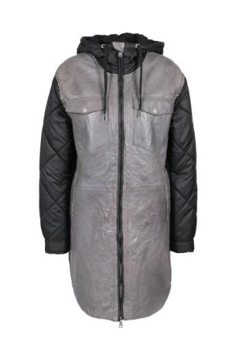 Freaky Nation Lange, leren jas Alpin Parka-FN