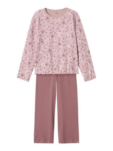 Name It Pyjama NKFNIGHTSET MAUVE FLOWER LOOSE RIB NOOS