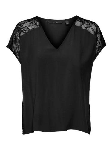 Vero Moda Shirt met V-hals VMRUSK LACE V-NECK SS TOP WVN GA