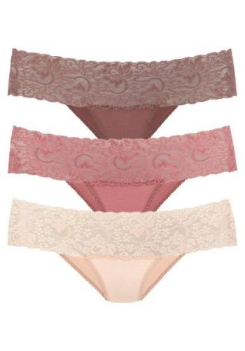 Vivance Brazilian slip van elastische katoen met florale kant (set, 3 ...