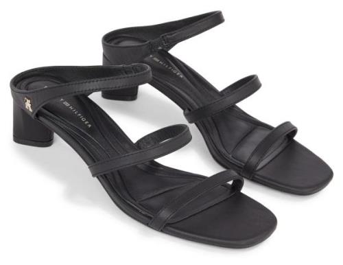 Tommy Hilfiger Slippers TH STRAP LEATHER MID HEEL avondmode, zomerscho...