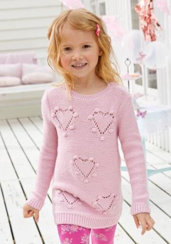 KIDSWORLD Gebreide trui Long sweater with heart pattern for little gir...