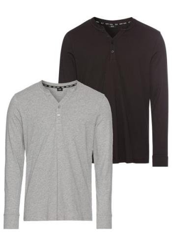 H.I.S Henleyshirt met knoopsluiting (set, 2-delig, 2 stuks)