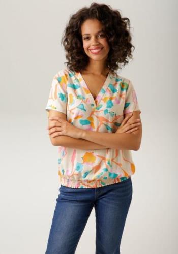 Aniston CASUAL Blouse zonder sluiting met kleurrijke, grafische bloeme...