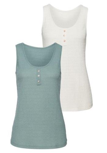 Vivance Shirttop Top van kreukvrije Crêpe-stof (2-delig, Set van 2)