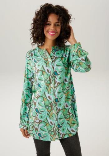 Aniston CASUAL Lange blouse met harmonieuze kleuren, grafische print