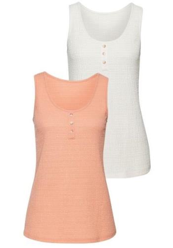 Vivance Shirttop Top van kreukvrije Crêpe-stof (2-delig, Set van 2)