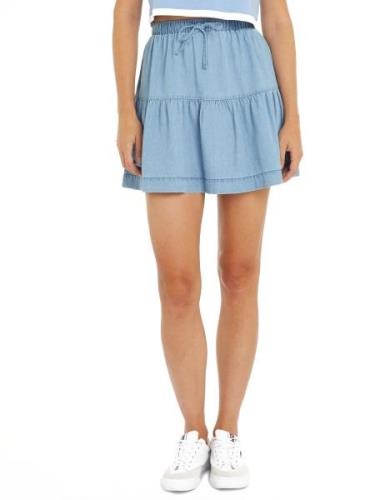 TOMMY Jeans rok TJW TIERED CHAMBRAY MINI SKIRT Webrok met Tommy Jeans ...