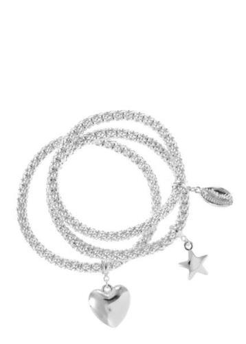 Lascana Armband set elastisch, armbanden met hanger, hart, ster, schel...