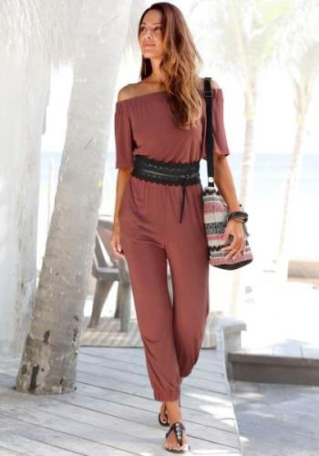 Lascana Jumpsuit in carmen-stijl, zomerse jumpsuit met zakken, schoude...