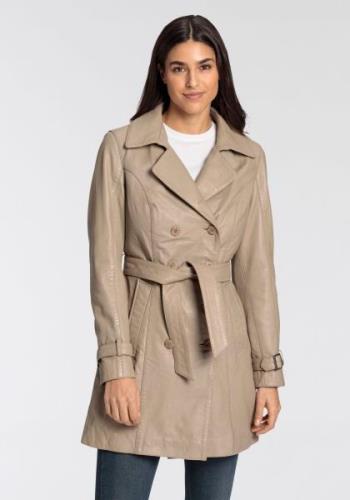 Gipsy Lange, leren jas Taresa Leren trenchcoat met strikriem (2-delig,...