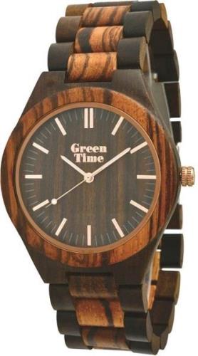 GreenTime Kwartshorloge ZW021E Polshorloge, herenhorloge, houten horlo...