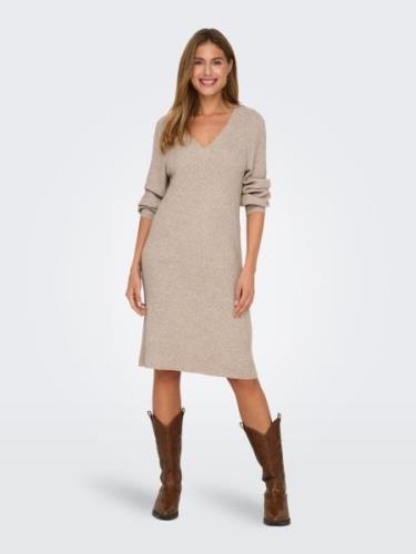 Only Gebreide jurk ONLKATIA LS V-NECK DRESS NCA KNT