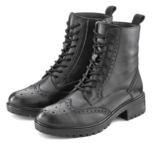 Lascana Veterschoenen Veterschoen, enkellaarsjes, leer, veters en rits