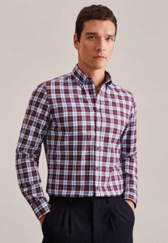 seidensticker Flanellen overhemd Slim button-down kraag ruit