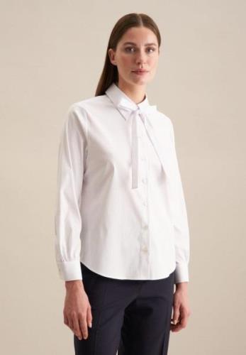 seidensticker Blouse met kraagstrik Zwarte roos Lange mouwen kraag uni