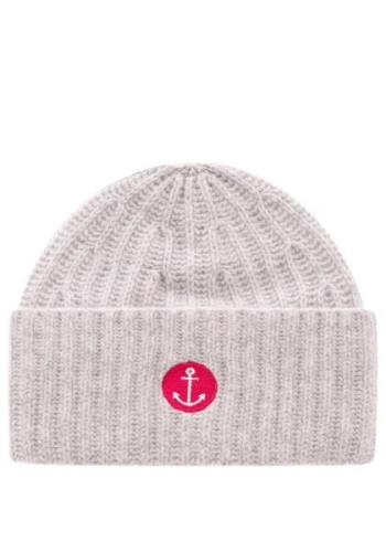 Zwillingsherz Beanie met anker borduursel (set)