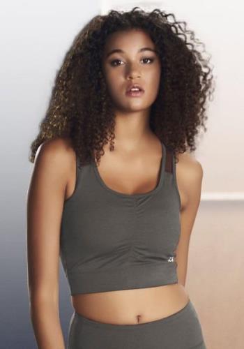 active by Lascana Crop-top -Sport Top met rimpeling en mesh-inzetten