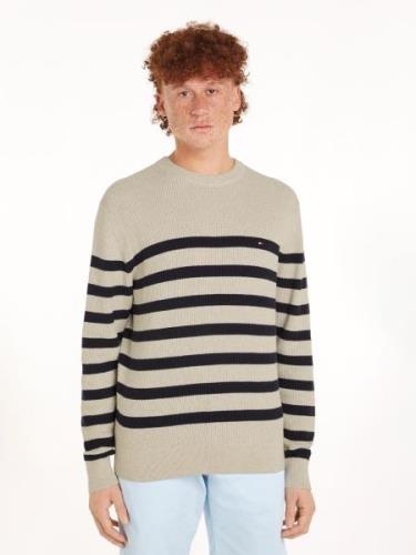 Tommy Hilfiger Gebreide trui STRUCTURE CREW NK met contrastkleurige st...