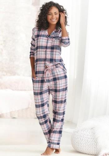 H.I.S Pyjama van flanel met alover ruitpatroon (set, 2-delig)