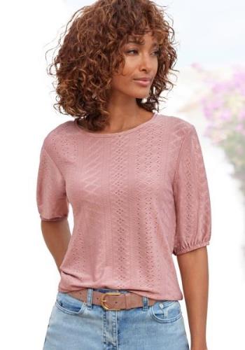 Vivance Shirt met korte mouwen Met broderie anglaise Shirt met modieuz...