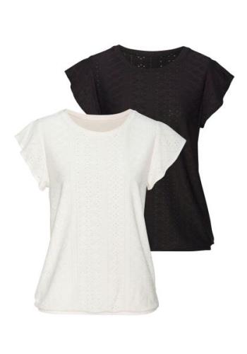 Vivance Shirt met korte mouwen Met broderie anglaise Shirt met modieuz...