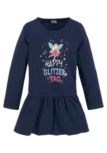 KIDSWORLD Jerseyjurk HAPPY GLITZER TAG knie-vrije lengte, speelse look...