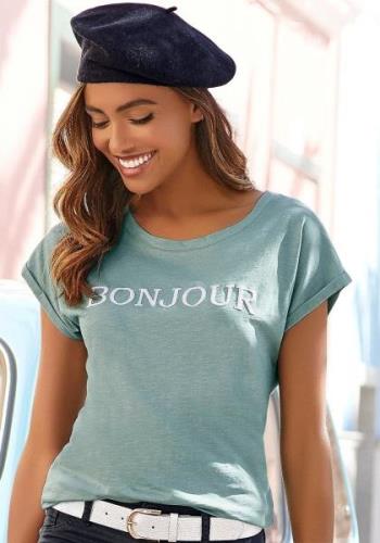 Vivance T-shirt Met frontdruk "Bonjour" in een zachte katoenkwaliteit