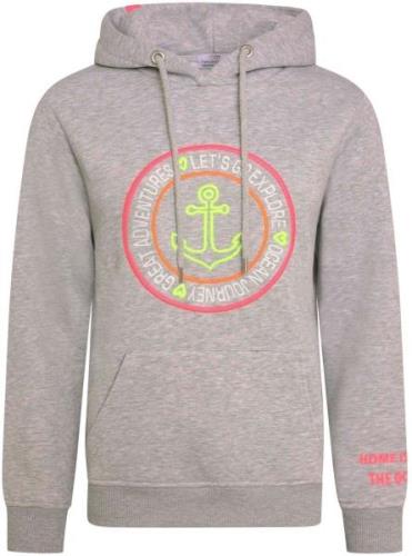 Zwillingsherz Hoodie met ankerborduursel en neonkleurige details