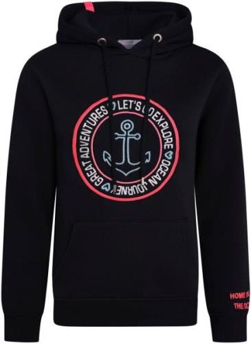 Zwillingsherz Hoodie met ankerborduursel en neonkleurige details