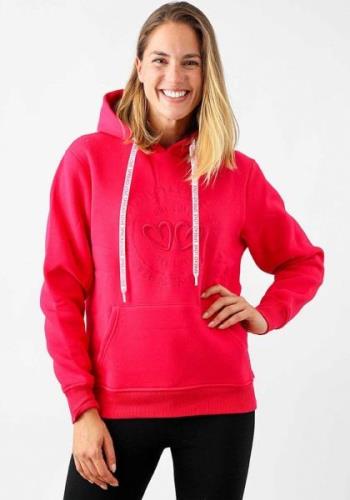 Zwillingsherz Hoodie met "spread love"-borduursel en bindbandjes met o...