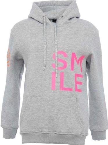 Zwillingsherz Hoodie met "smile"-opdruk in neonkleur en geborduurde sm...